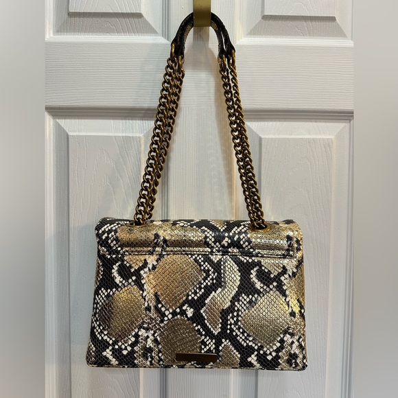 BNWOT Kurt Geiger London large Kensington handbag in gold snake print. - Picture 6 of 14